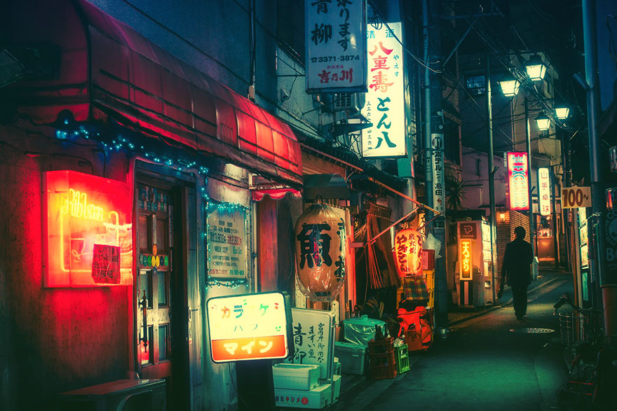 Neon Signs at Night in Tokyo by Masahi Wakui